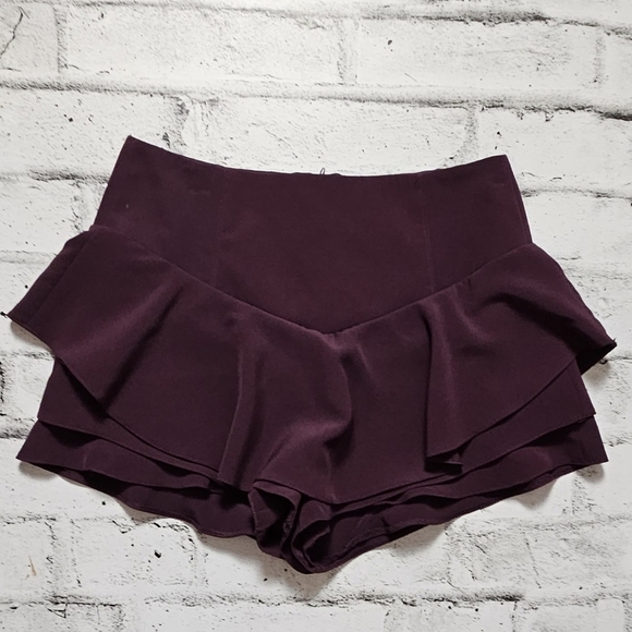 Revamped Plum Ruffle Skort Shorts M – High Rise Layered Mini - Picture 2 of 9